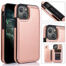 For iPhone 13 Double Buckle Shockproof PU Protective Wallet Case with Card Slots