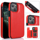For iPhone 13 Double Buckle Shockproof PU Protective Wallet Case with Card Slots