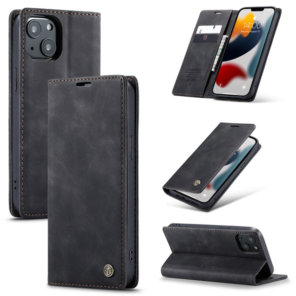 For iPhone 13 CaseMe Leather Case with Card Slot & Holder & Wallet