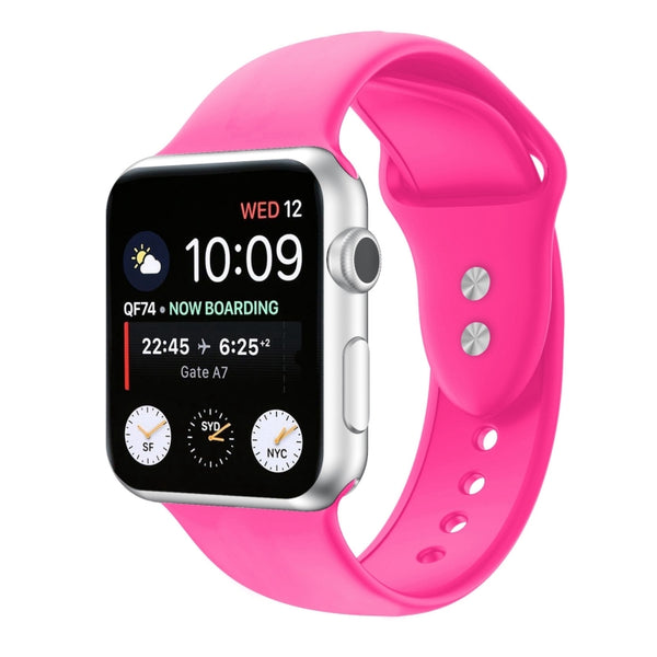 Double Nail Silicone Replacement Strap Watchband For Apple Watch Series, 7 45mm / 6 & SE & 5 & 4 44mm / 3 & 2 & 1 42mm