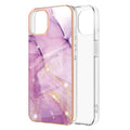 For iPhone 13 mini Electroplating Marble Pattern Dual-side IMD TPU Shockproof Case