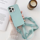 For iPhone 13 Elastic Silicone Protective Case with Wide Neck Lanyard