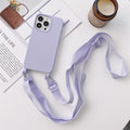 For iPhone 13 mini Elastic Silicone Protective Case with Wide Neck Lanyard