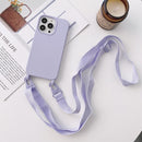 For iPhone 13 Elastic Silicone Protective Case with Wide Neck Lanyard