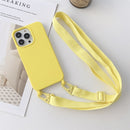 For iPhone 13 Elastic Silicone Protective Case with Wide Neck Lanyard