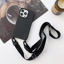 For iPhone 13 Elastic Silicone Protective Case with Wide Neck Lanyard