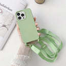 For iPhone 13 Elastic Silicone Protective Case with Wide Neck Lanyard