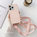 For iPhone 13 Elastic Silicone Protective Case with Wide Neck Lanyard