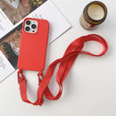 For iPhone 13 Elastic Silicone Protective Case with Wide Neck Lanyard