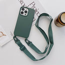 For iPhone 13 Elastic Silicone Protective Case with Wide Neck Lanyard