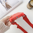 For iPhone 13 Elastic Silicone Protective Case with Wide Neck Lanyard