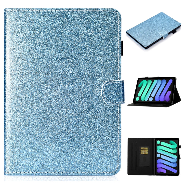 For iPad mini 6 Glitter Folio Leather Case with Holder & Card Slot & Sleep / Wake-up Function