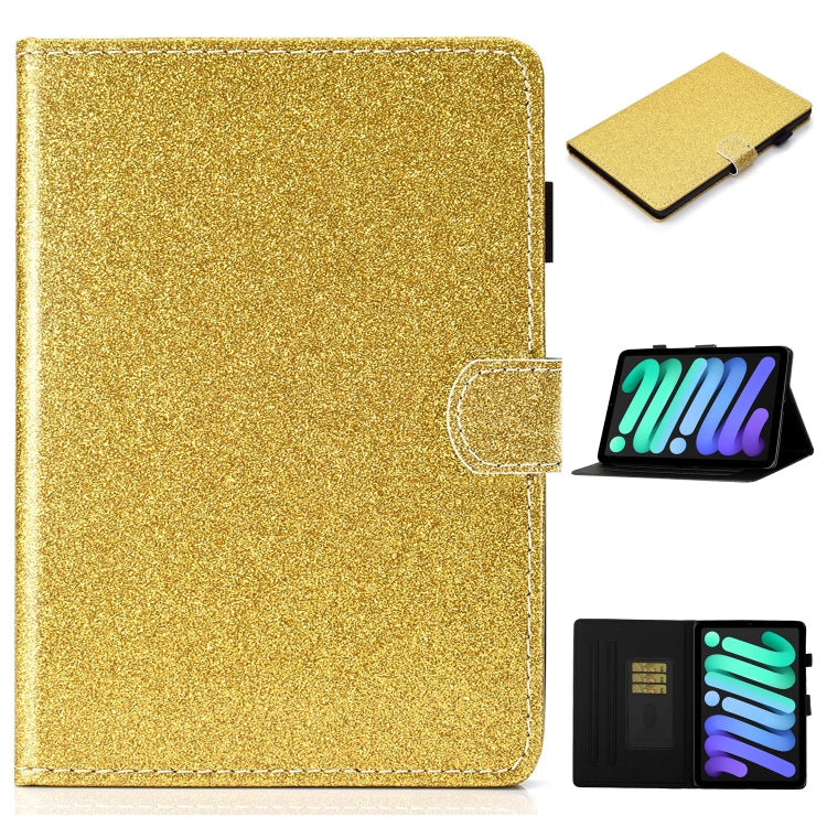 For iPad mini 6 Glitter Folio Leather Case with Holder & Card Slot & Sleep / Wake-up Function