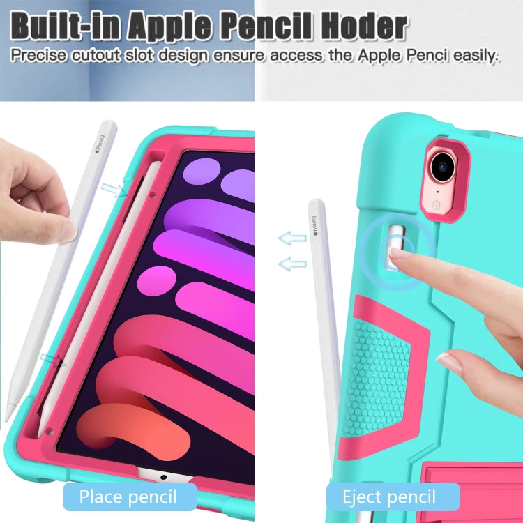 For iPad Mini 7 Shockproof Silicone + PC Protective Case with Holder & Pen Slot