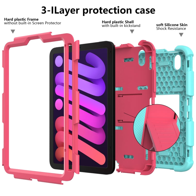 For iPad Mini 6 Shockproof Silicone + PC Protective Case with Holder & Pen Slot