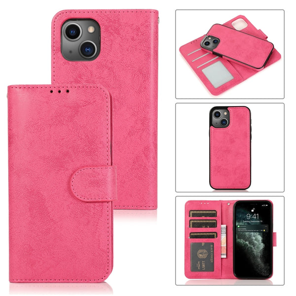 For iPhone 13 2 in 1 Detachable Magnetic TPU + PU Leather Wallet Case