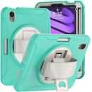 For iPad mini 6 360 Degree Rotation PC + TPU Protective Case with Holder & Hand-strap