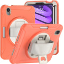 For iPad mini 6 360 Degree Rotation PC + TPU Protective Case with Holder & Hand-strap