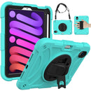 For iPad mini 6 Shockproof PC + Silicone Combination Tablet Case with Stand & Shoulder Strap