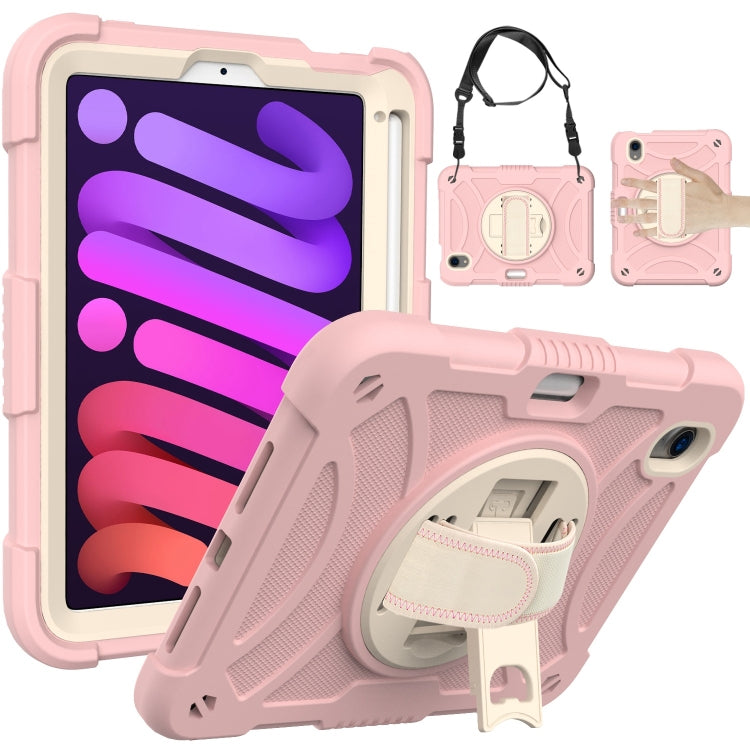 For iPad mini 7 Shockproof PC + Silicone Combination Tablet Case with Stand & Shoulder Strap