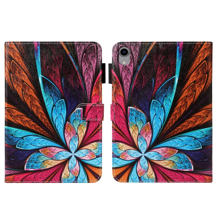 For iPad Mini 7 Cross Texture Painted Smart Leather Tablet Case