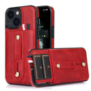 For iPhone 13 Wristband Kickstand Wallet Leather Phone Case