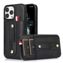 For iPhone 13 Wristband Kickstand Wallet Leather Phone Case