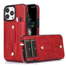 For iPhone 13 Wristband Kickstand Wallet Leather Phone Case