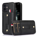 For iPhone 13 Wristband Kickstand Wallet Leather Phone Case