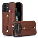 For iPhone 13 Wristband Kickstand Wallet Leather Phone Case