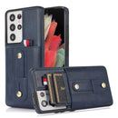 For Samsung Galaxy S22 Ultra 5G Wristband Kickstand Wallet Leather Phone Case