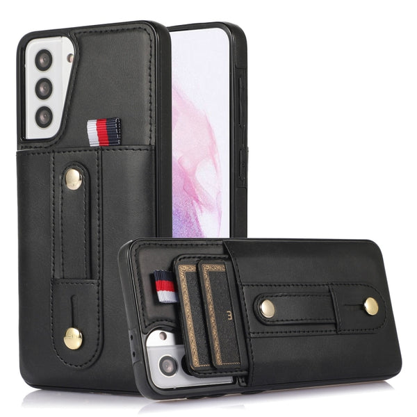 For Samsung Galaxy S22+ 5G Wristband Kickstand Wallet Leather Phone Case