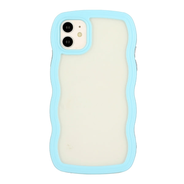 For iPhone 12 / 12 Pro Candy Colour Wave TPU Clear PC Phone Case