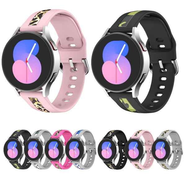 For Samsung Galaxy Watch 7/6/5/4 Vertical Grain Printing Silicone Watch Band