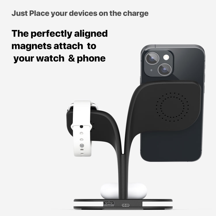 15W 5 in 1 Magnetic Wireless Charger with Stand Function