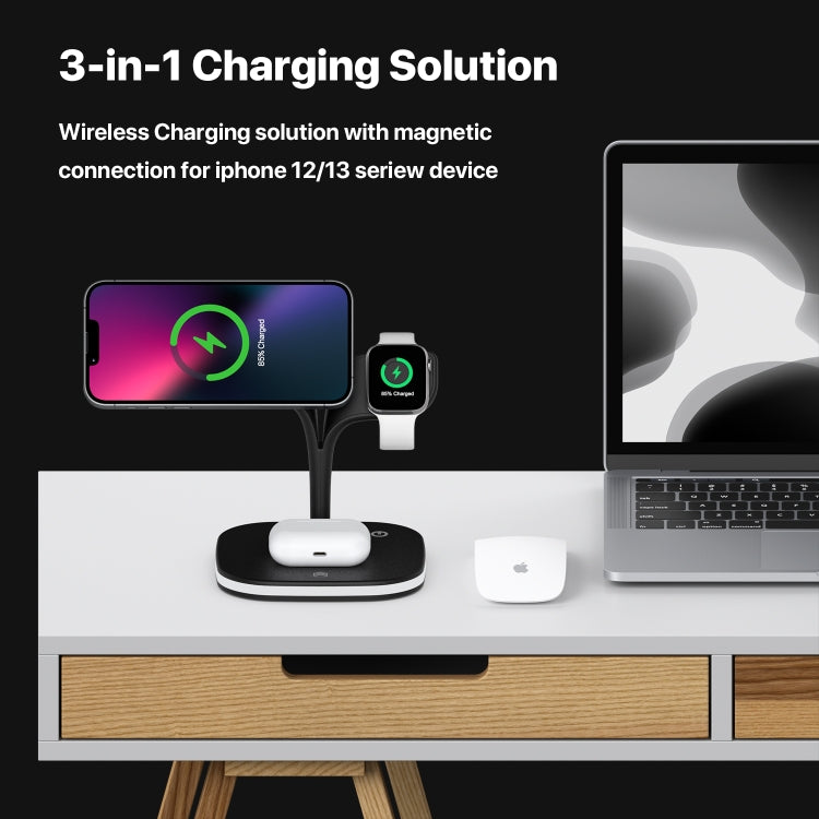 15W 5 in 1 Magnetic Wireless Charger with Stand Function