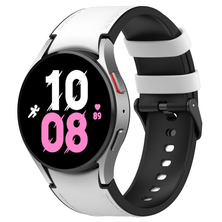 For Samsung Galaxy Watch 5 44mm / 40mm Silicone Leather Black Buckle Watch Band