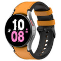 For Samsung Galaxy Watch 5 44mm / 40mm Silicone Leather Black Buckle Watch Band