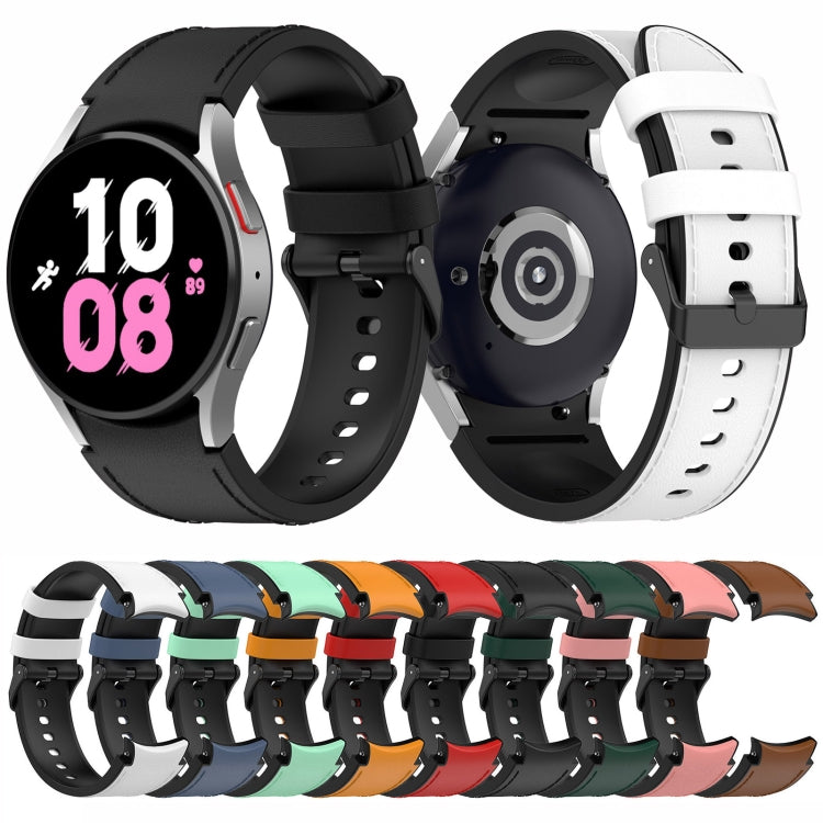 For Samsung Galaxy Watch 5 44mm / 40mm Silicone Leather Black Buckle Watch Band