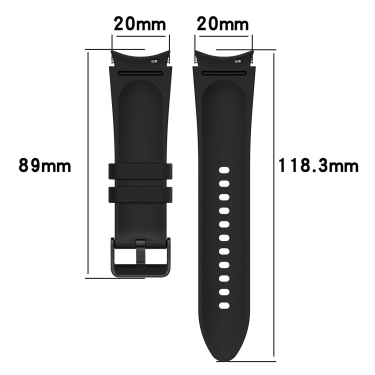 For Samsung Galaxy Watch 5 44mm / 40mm Silicone Leather Black Buckle Watch Band