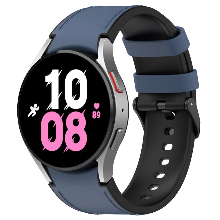 For Samsung Galaxy Watch 5 44mm / 40mm Silicone Leather Black Buckle Watch Band