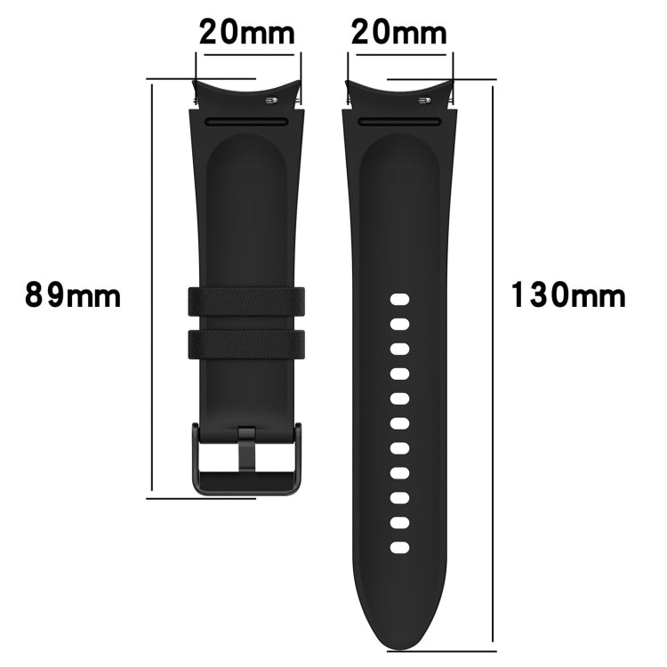 For Samsung Galaxy Watch 5 44mm / 40mm Silicone Leather Black Buckle Watch Band