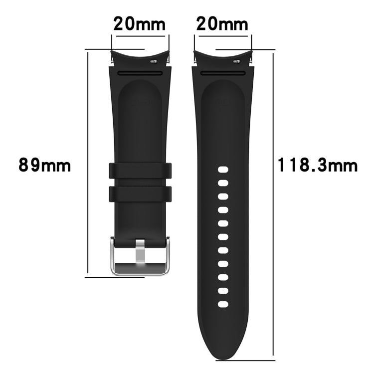 For Samsung Galaxy Watch 5 44mm / 40mm Silicone Leather Silver Buckle Watch Band