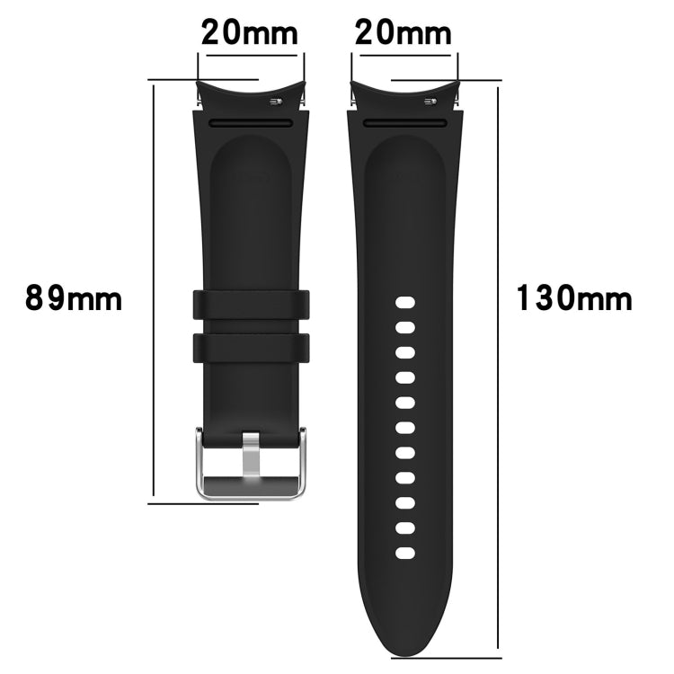 For Samsung Galaxy Watch 5 44mm / 40mm Silicone Leather Silver Buckle Watch Band