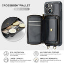 For iPhone 13 Pro Zipper Wallet Leather Phone Case with Dual Lanyard
