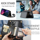 For iPhone 13 Pro Zipper Wallet Leather Phone Case with Dual Lanyard