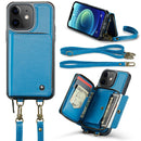 For iPhone 13 Pro Zipper Wallet Leather Phone Case with Dual Lanyard