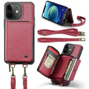 For iPhone 13 Pro Zipper Wallet Leather Phone Case with Dual Lanyard