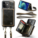 For iPhone 13 Pro Zipper Wallet Leather Phone Case with Dual Lanyard