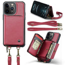 For iPhone 13 Pro Zipper Wallet Leather Phone Case with Dual Lanyard